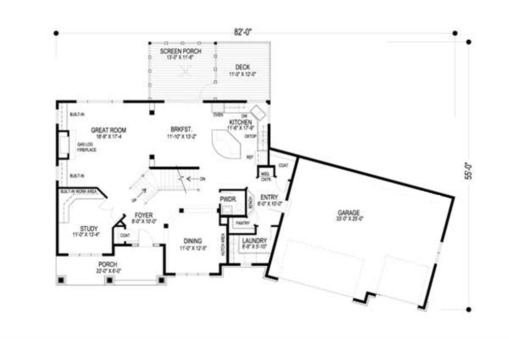 Floor Plan First Story of Country Plan #109-1059